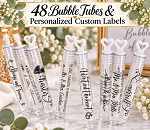 Wedding heart wand bubbles with personalized labels